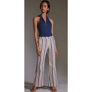 Anthropologie Low-Rise Striped Flare Pants Multicolor Size XL